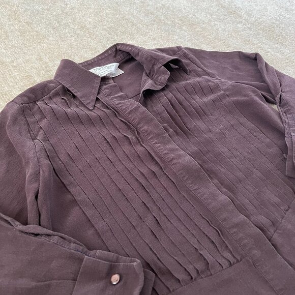 Vintage 1980s MaxMara Pura Seta Silk Blouse Top 2 - Picture 3 of 10
